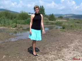 Theodora is back in the mudpit, with another pair of sexy heels, but this time she wears tan Lycra pantyhose. Check out the update to see those heels and pantyhose well dirtied in the mud. 

NOTE: As every other update on this site this update contains 