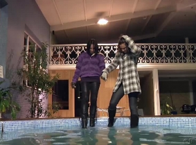 FINALLY a two girl update for the winter clothing fans ;)
AndiS and ErikaD are having a great fun in the pool, playing and soaking each others clothes.